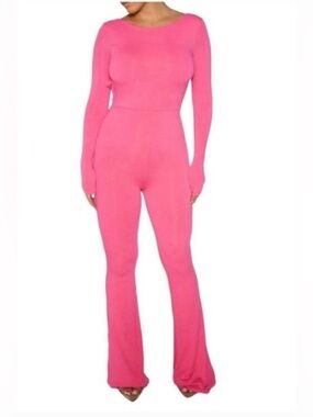 59. Naked Wardrobe I Play Flare Jumpsuit In Rasperry Pink